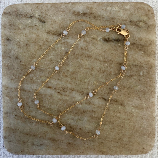 Blue Lace Agate Station Necklace
