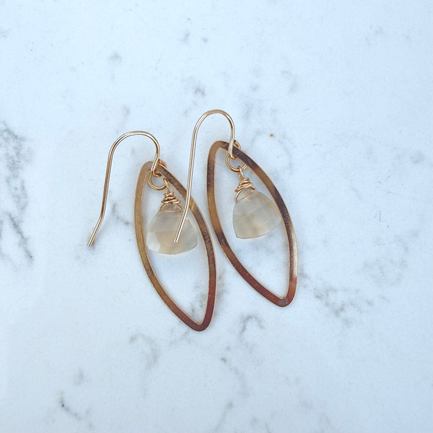 Fluorite Trillion Gemstone in Gold Filled Marquis