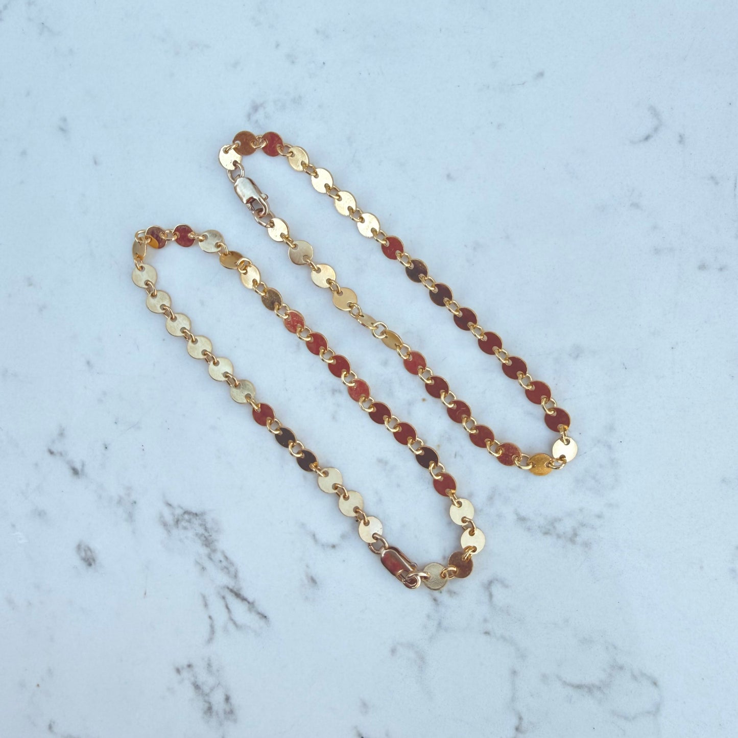 Gold Filled Sequin Chain Bracelet