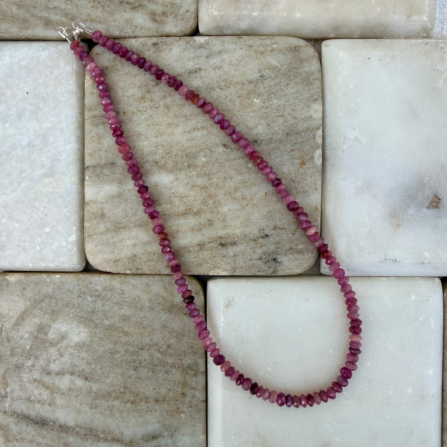 Faceted Pink Tourmaline Rondelle Necklace