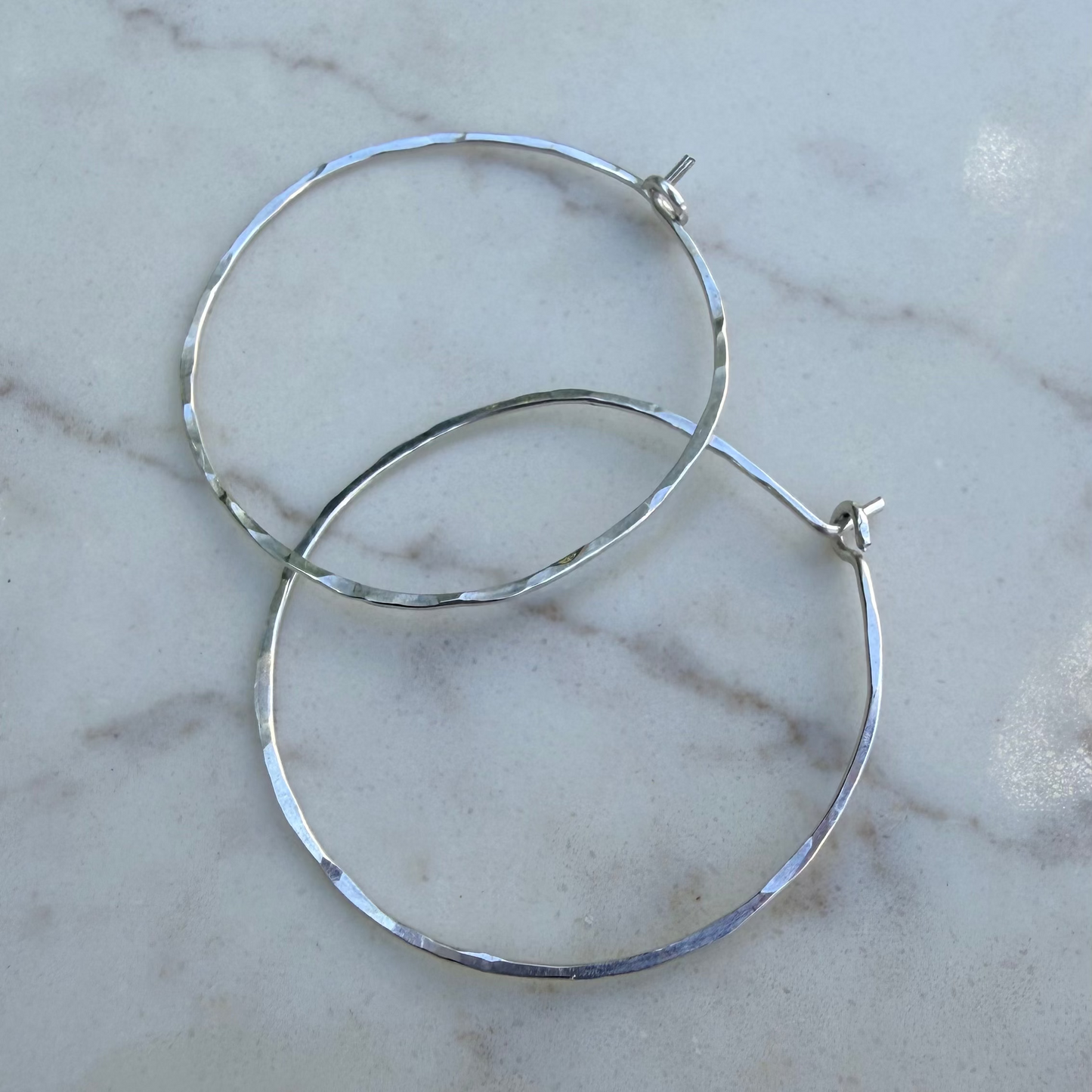 Sterling Silver Hammered Hoops