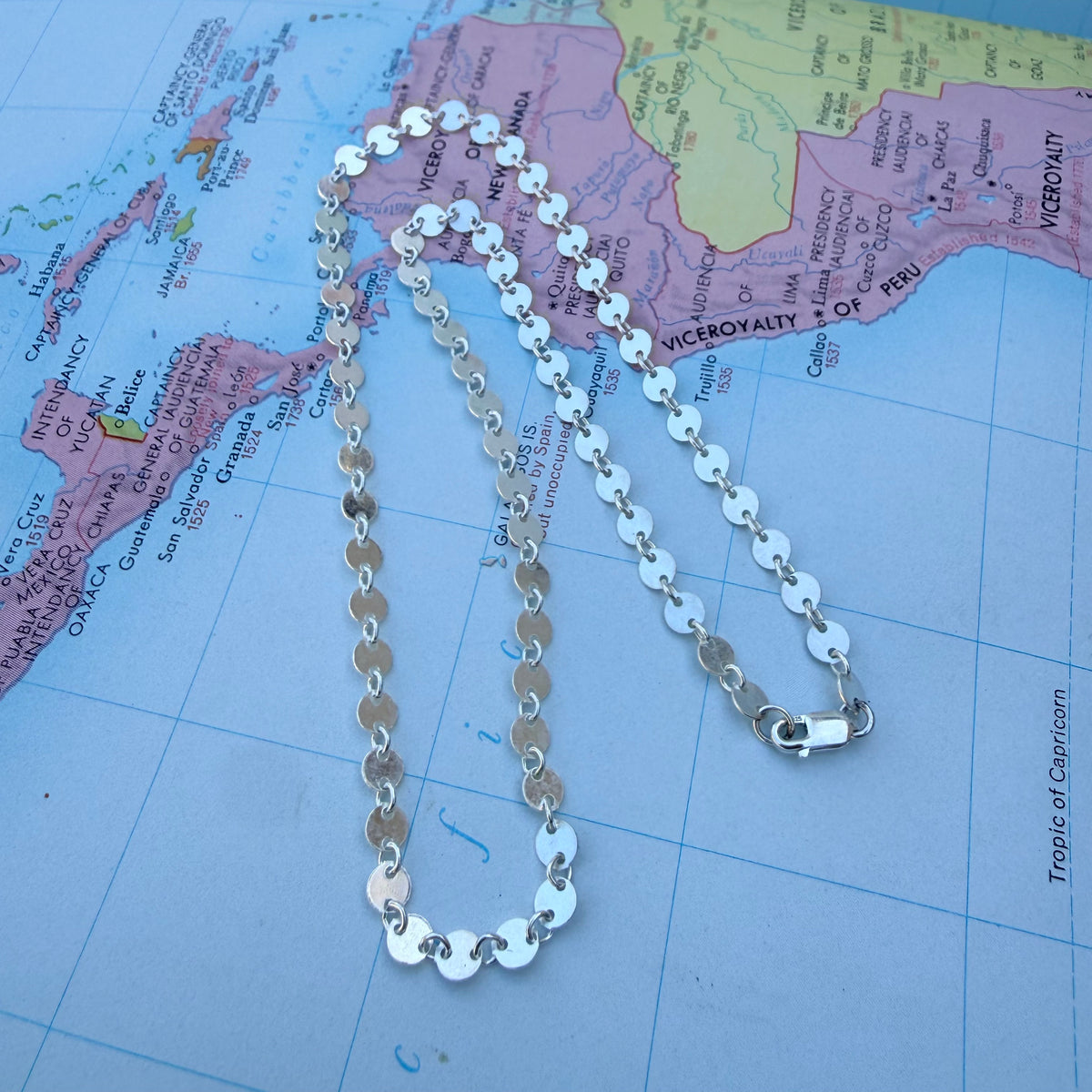 Sterling Silver Sequin Chain Necklace
