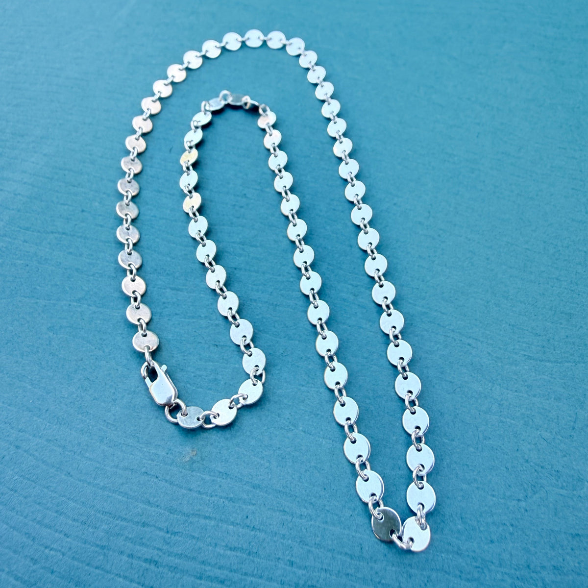 Sterling Silver Sequin Chain Necklace