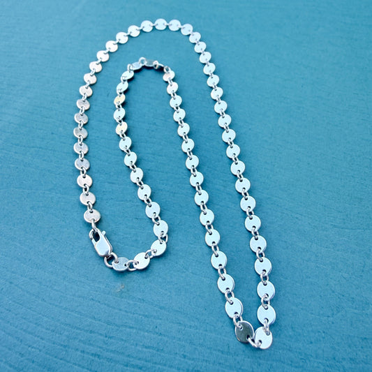 Sterling Silver Sequin Chain Necklace