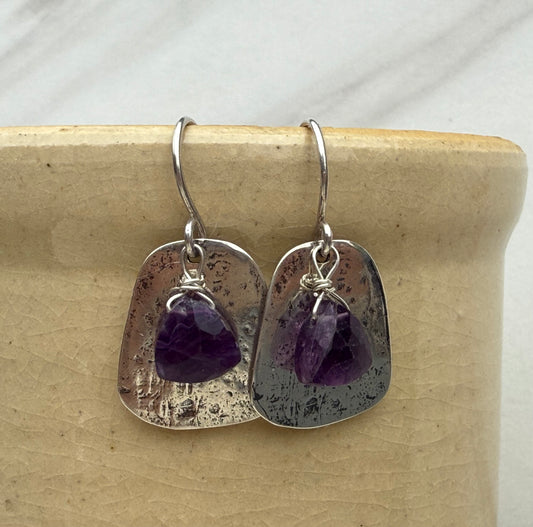 Sterling Silver Medallion Earrings with Fluorite Gemstone