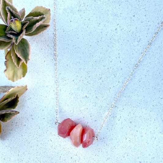 Trio Apricot Agate Necklace