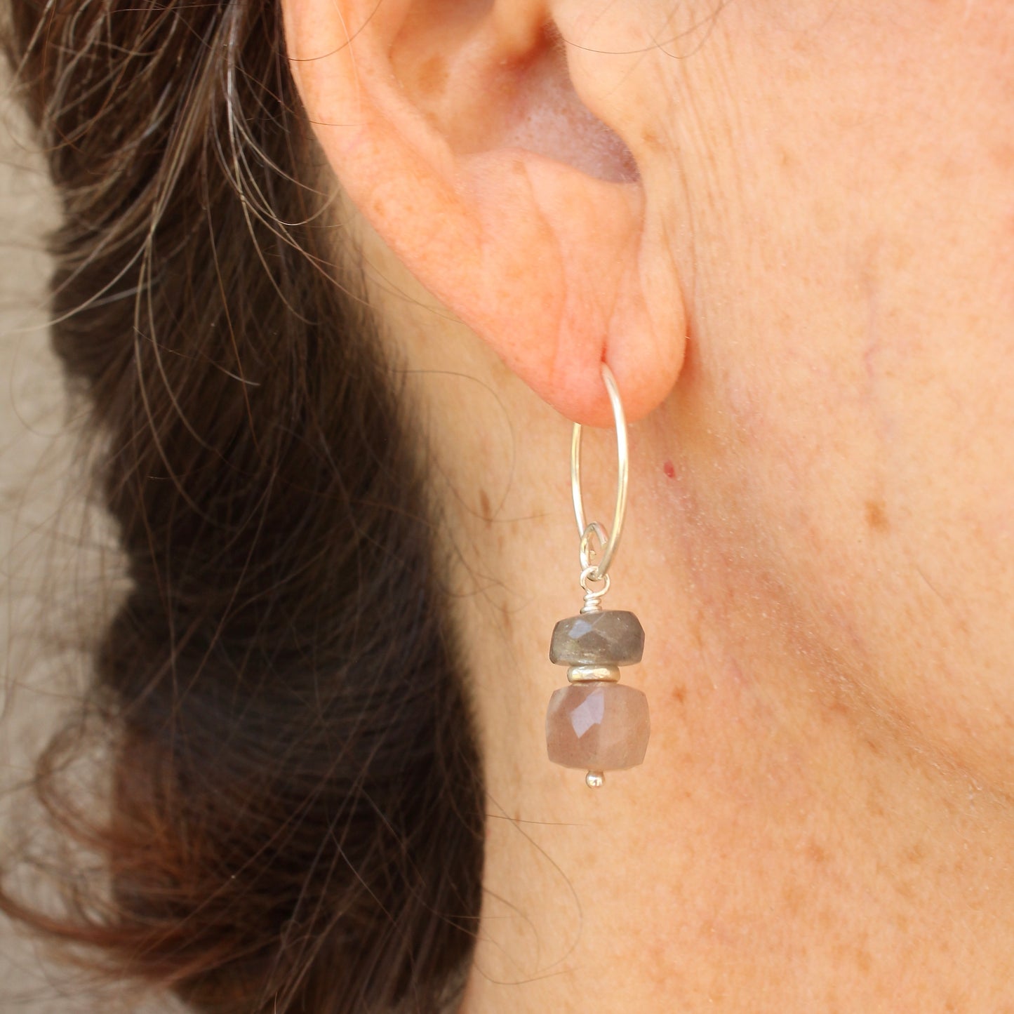 Moonstone and Labradorite on Thai Silver V-Wires