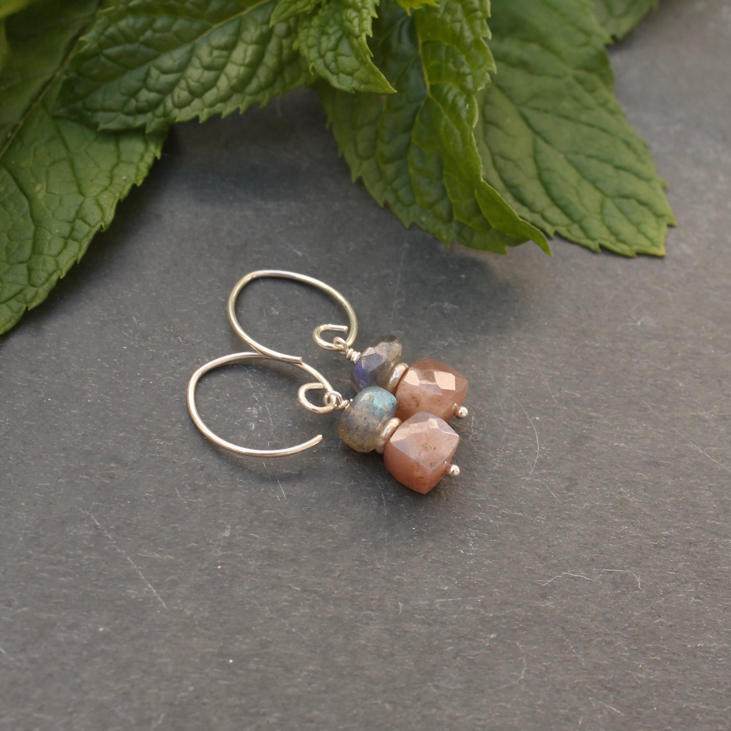 Moonstone and Labradorite on Thai Silver V-Wires