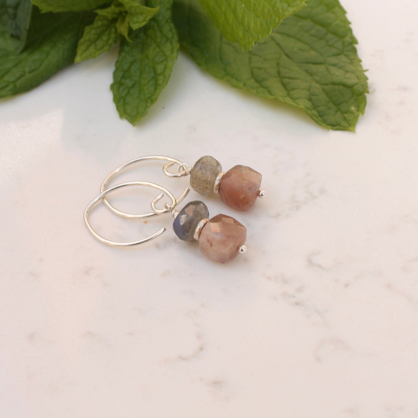 Moonstone and Labradorite on Thai Silver V-Wires