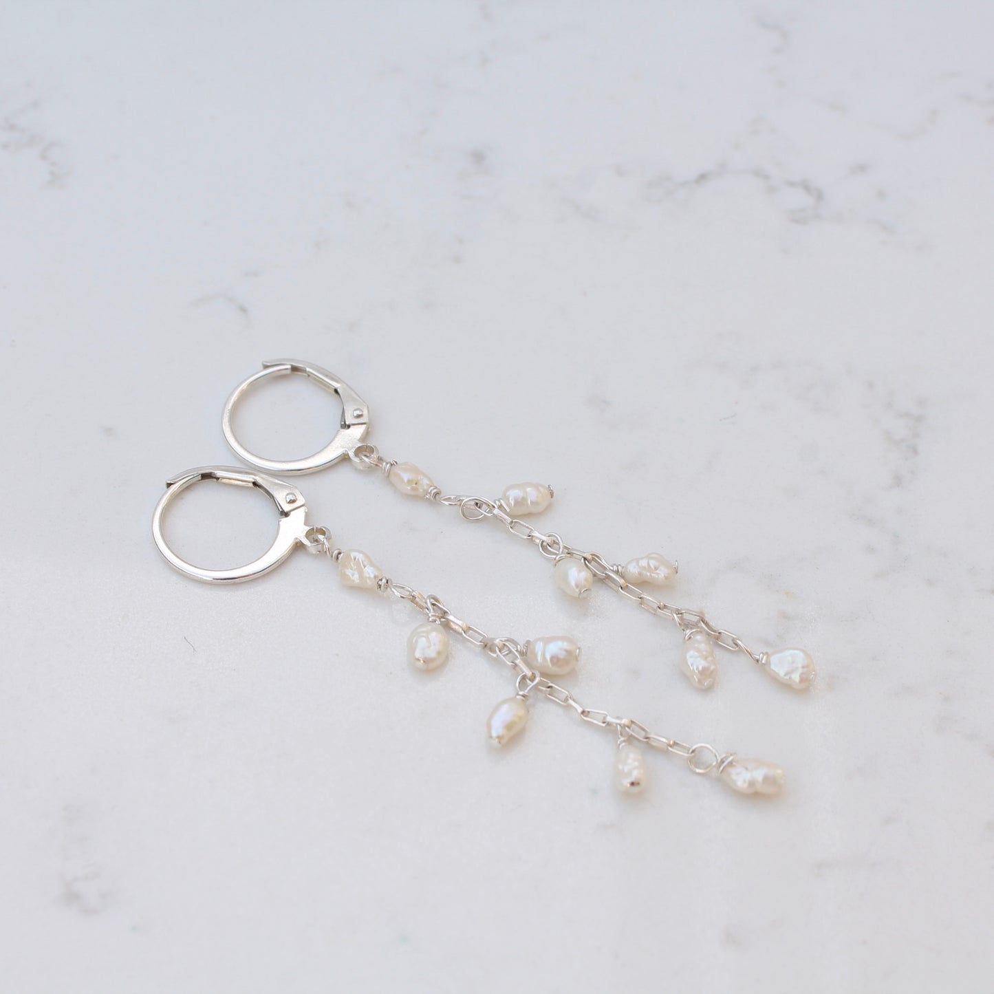 Tiny Pearls on Silver Chain