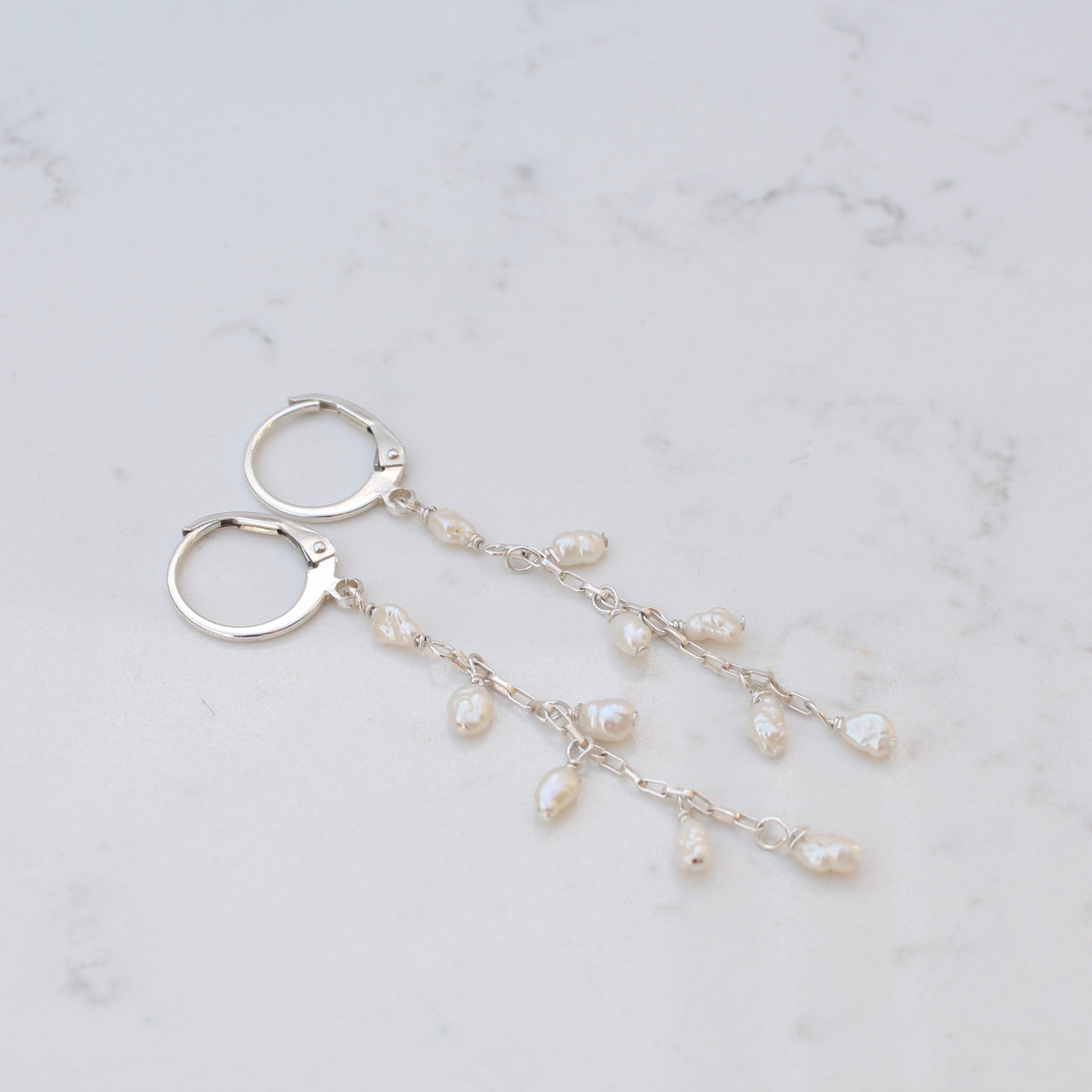 Pearl Hanging Chain Earrings