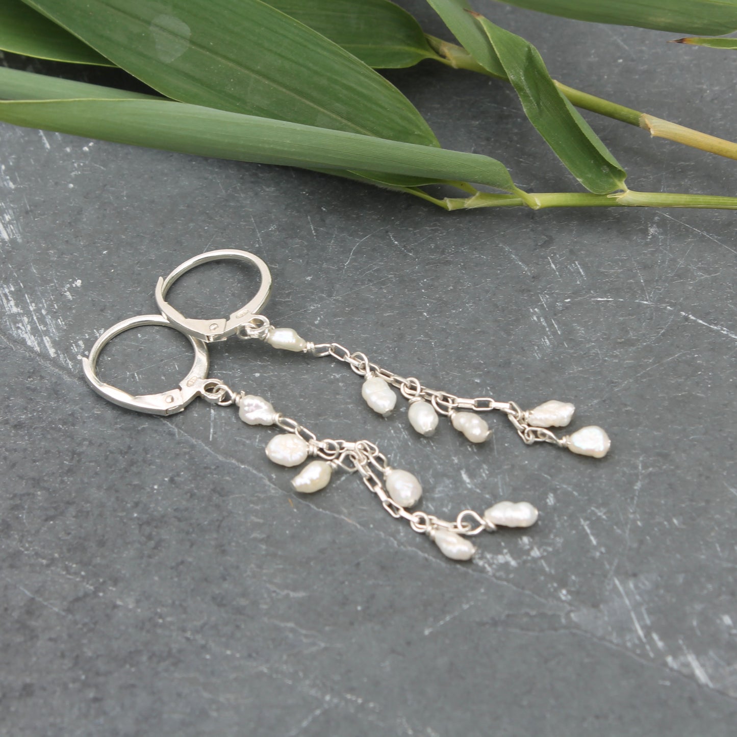 Pearl Hanging Chain Earrings