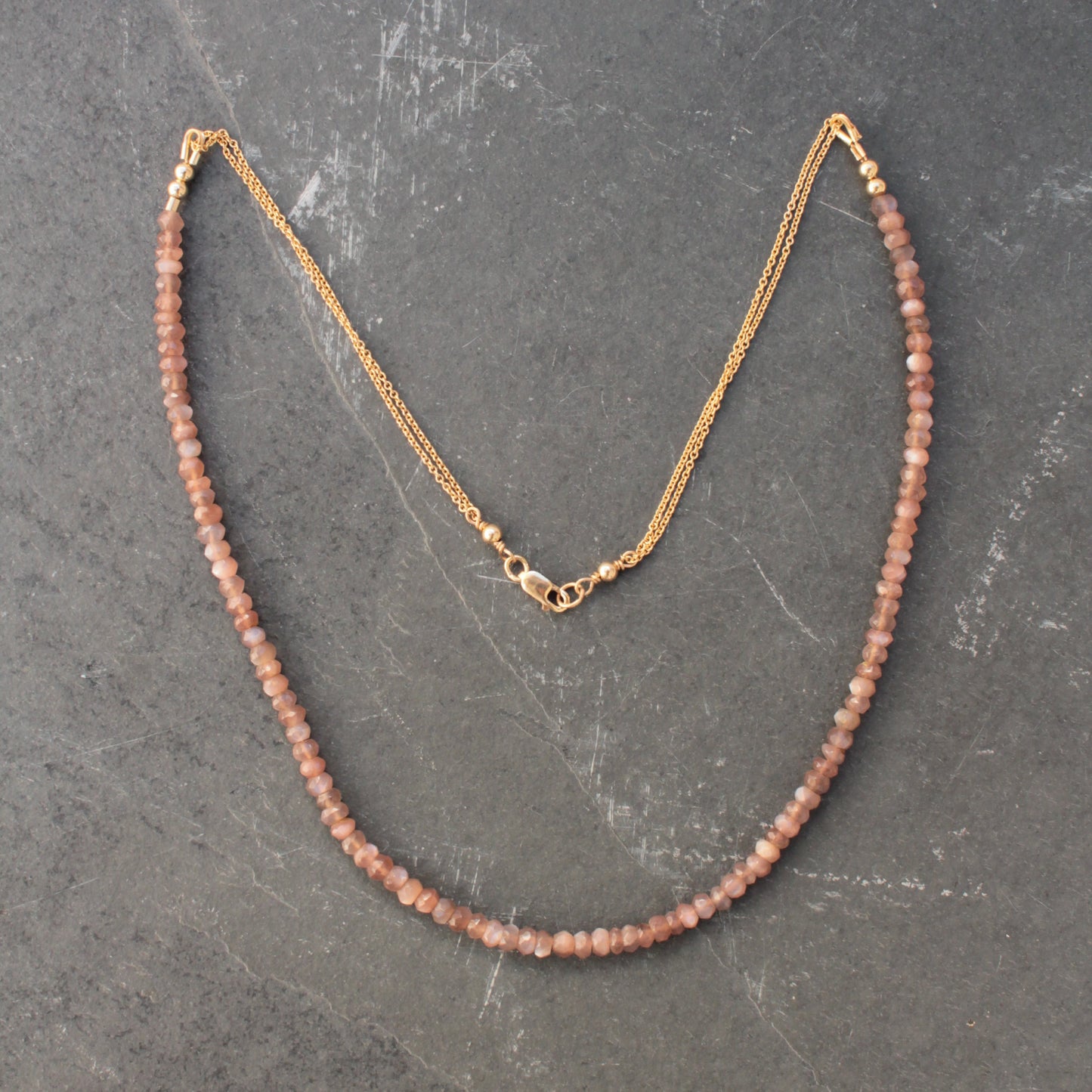 Chocolate Moonstone and Gold Filled Chain Necklace