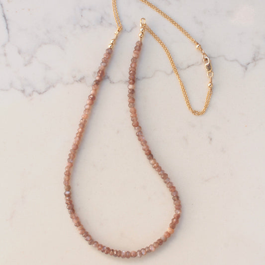 Chocolate Moonstone and Gold Filled Chain Necklace