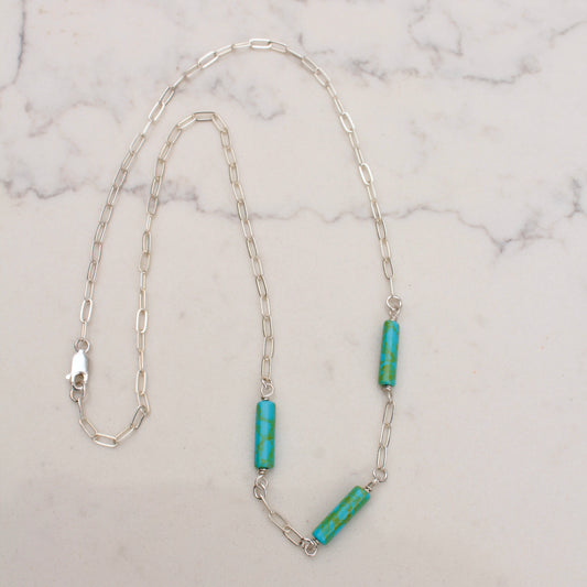 Three Turquoise Tube Necklace