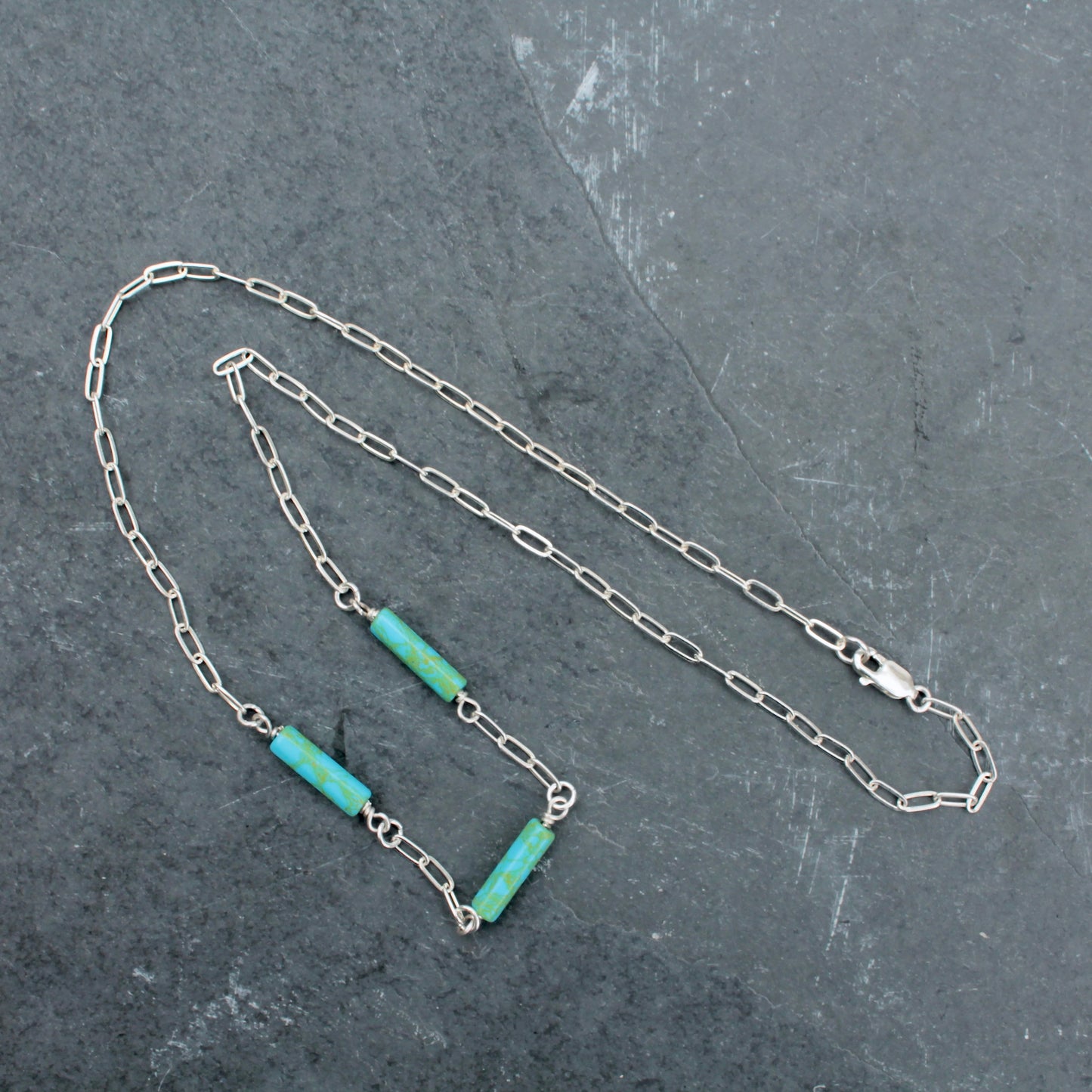 Three Turquoise Tube Necklace