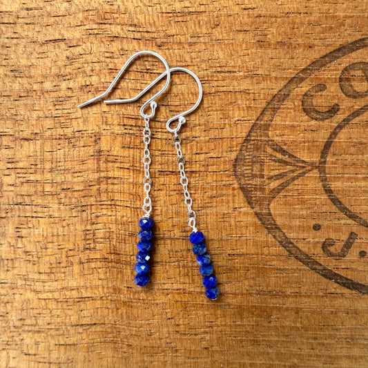 Sterling Silver Chain Dangle Faceted Mini Gemstone Stack