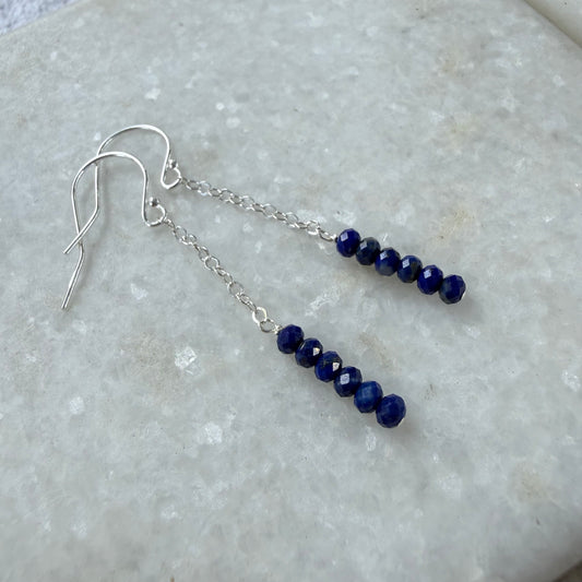 Sterling Silver Chain Dangle Faceted Mini Gemstone Stack