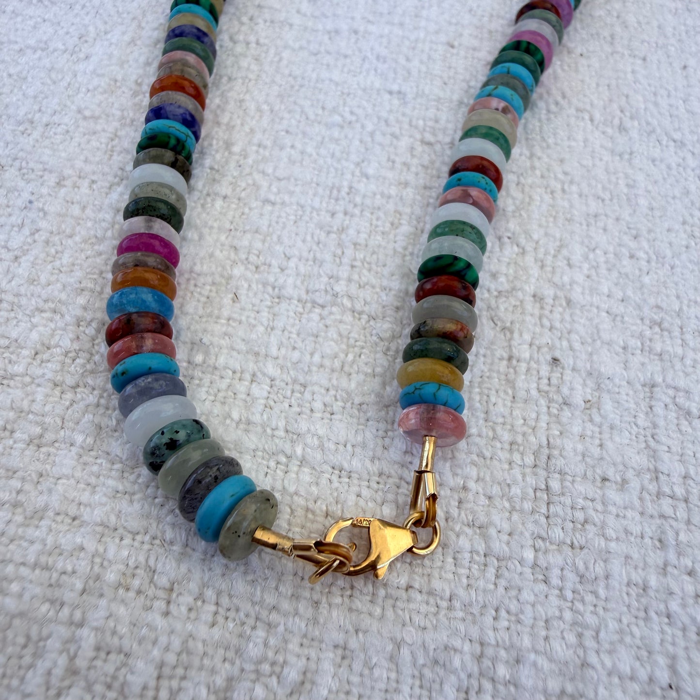 Collar de piedras preciosas de cuarzo rutilo marquesa y amazonita