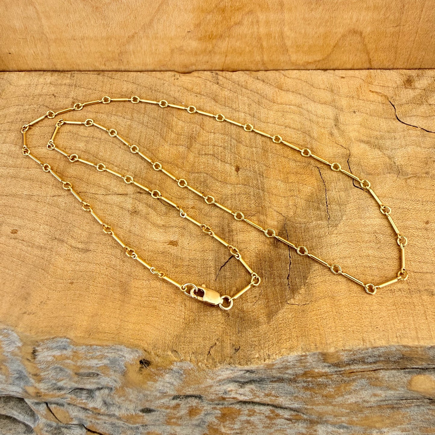 Gold Filled Curved Bar Chain Necklace