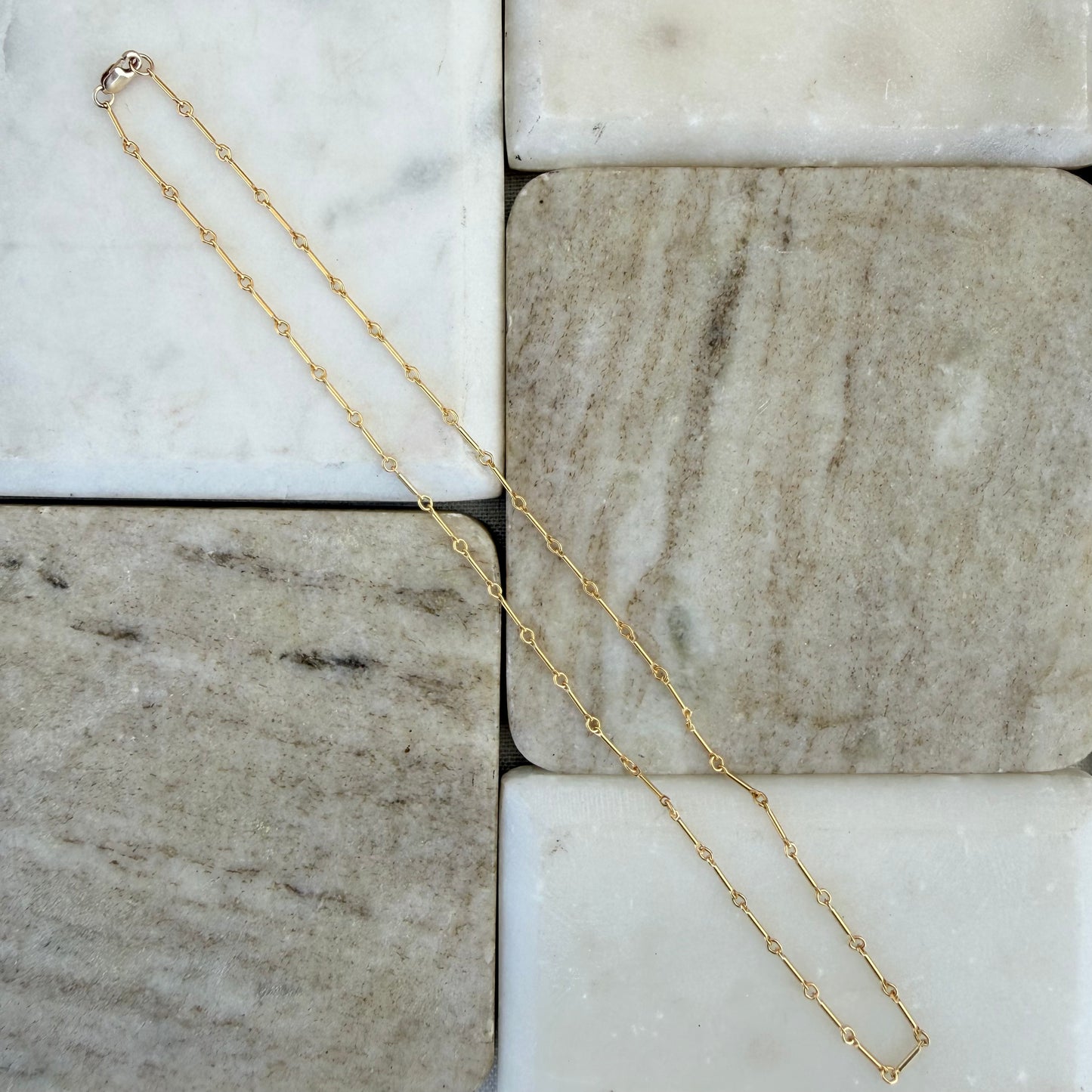 Gold Filled Curved Bar Chain Necklace
