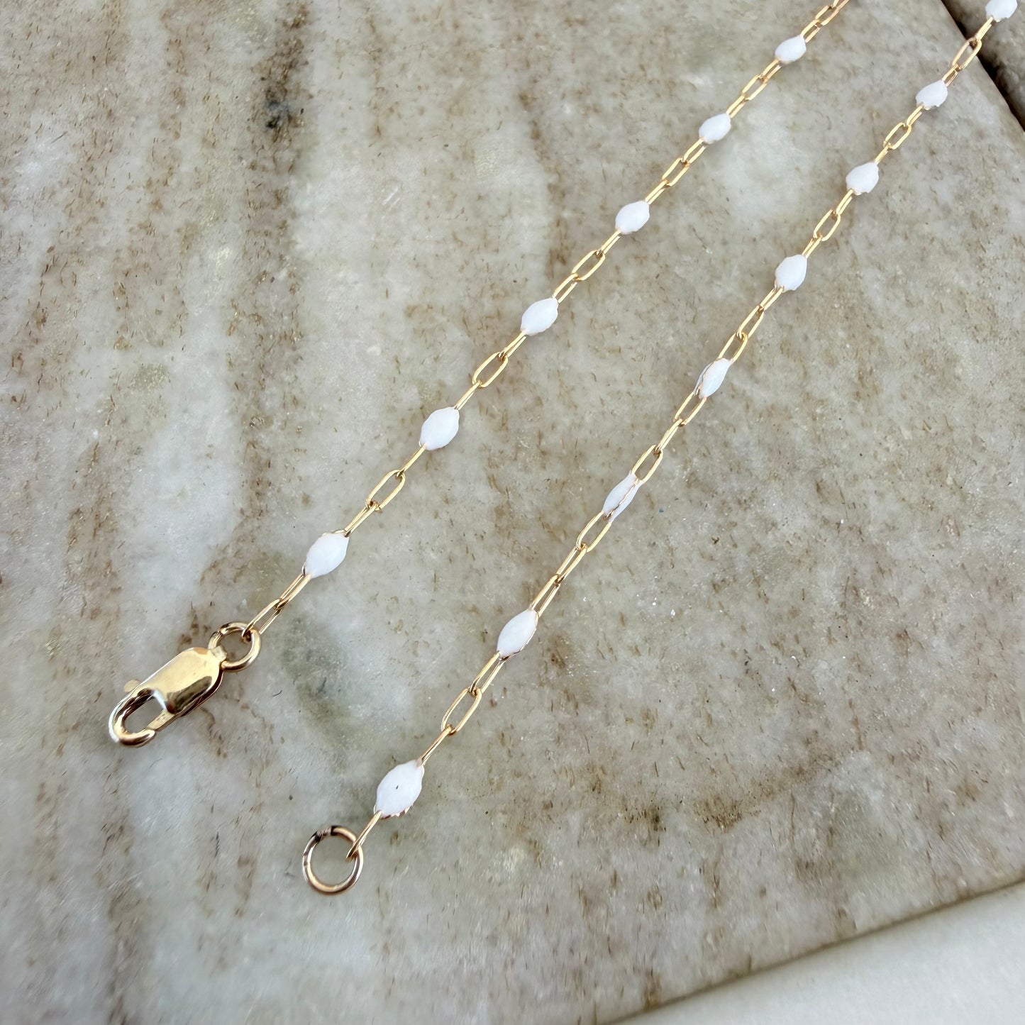 White Enamel Gold Filled Bracelet