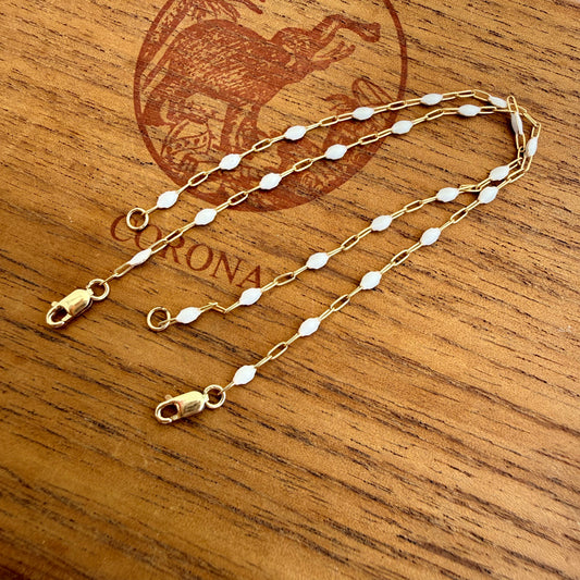 White Enamel Gold Filled Bracelet