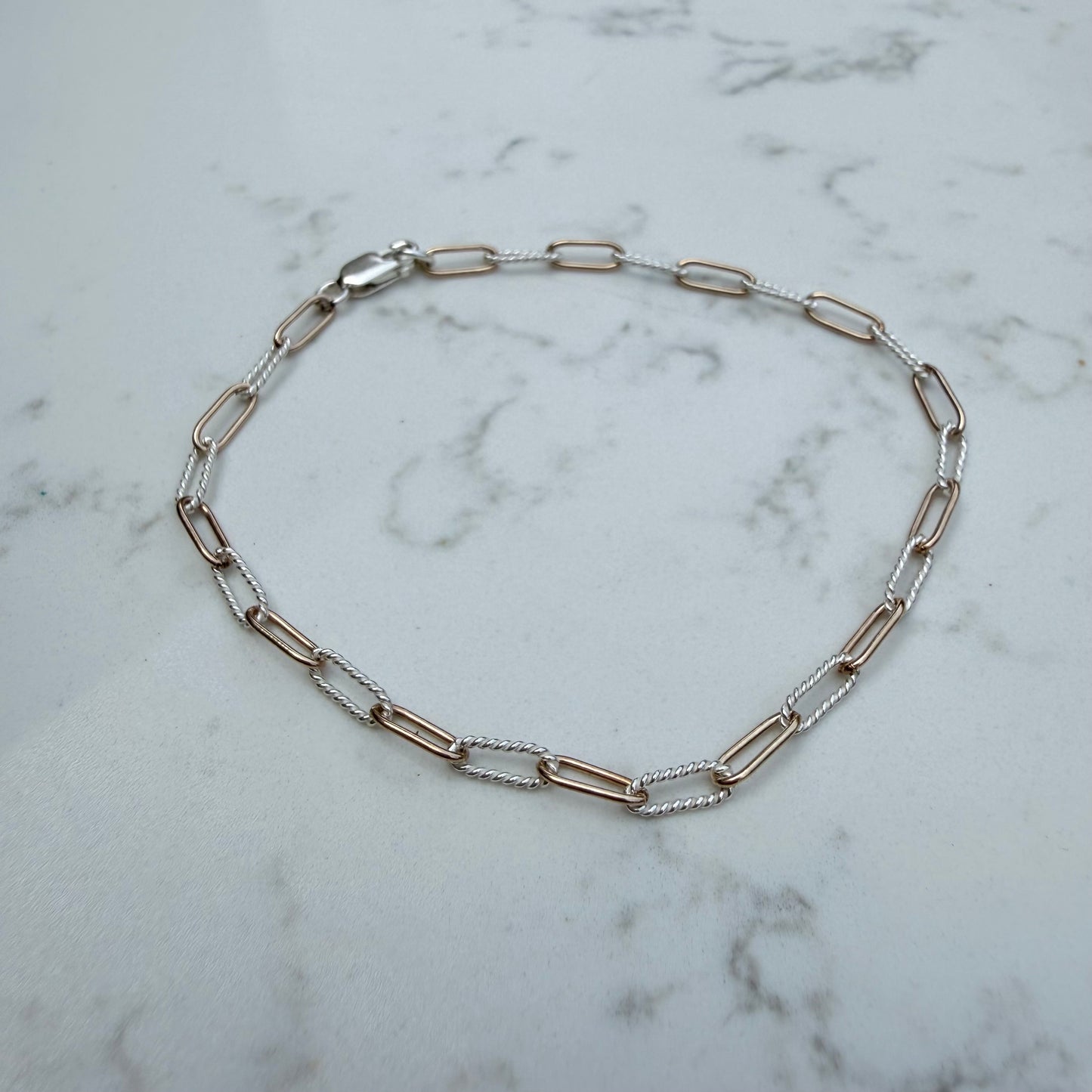 Twisted Cable Silver and Gold Filled Bracelet