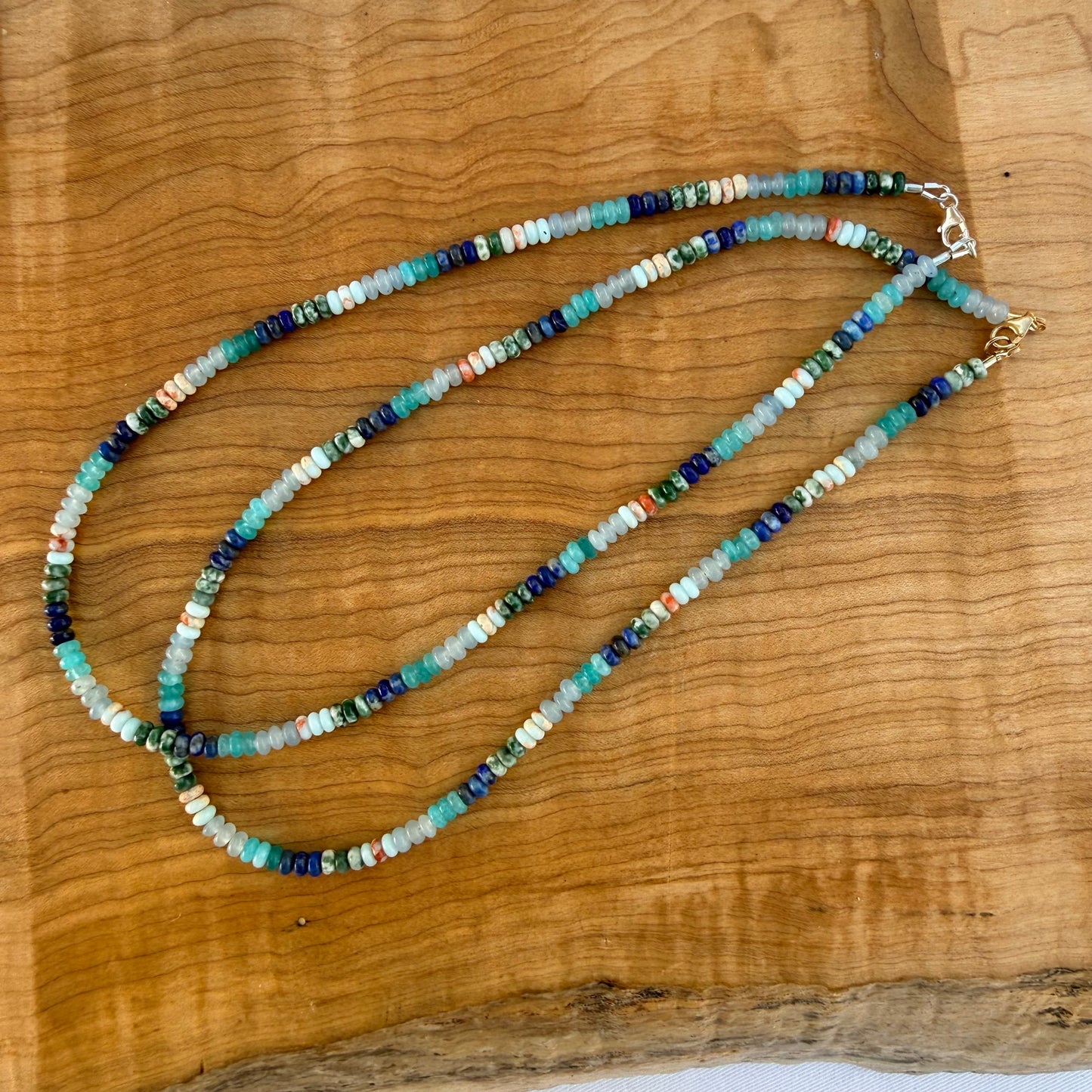 Collar de piedras preciosas de cuarzo rutilo marquesa y amazonita