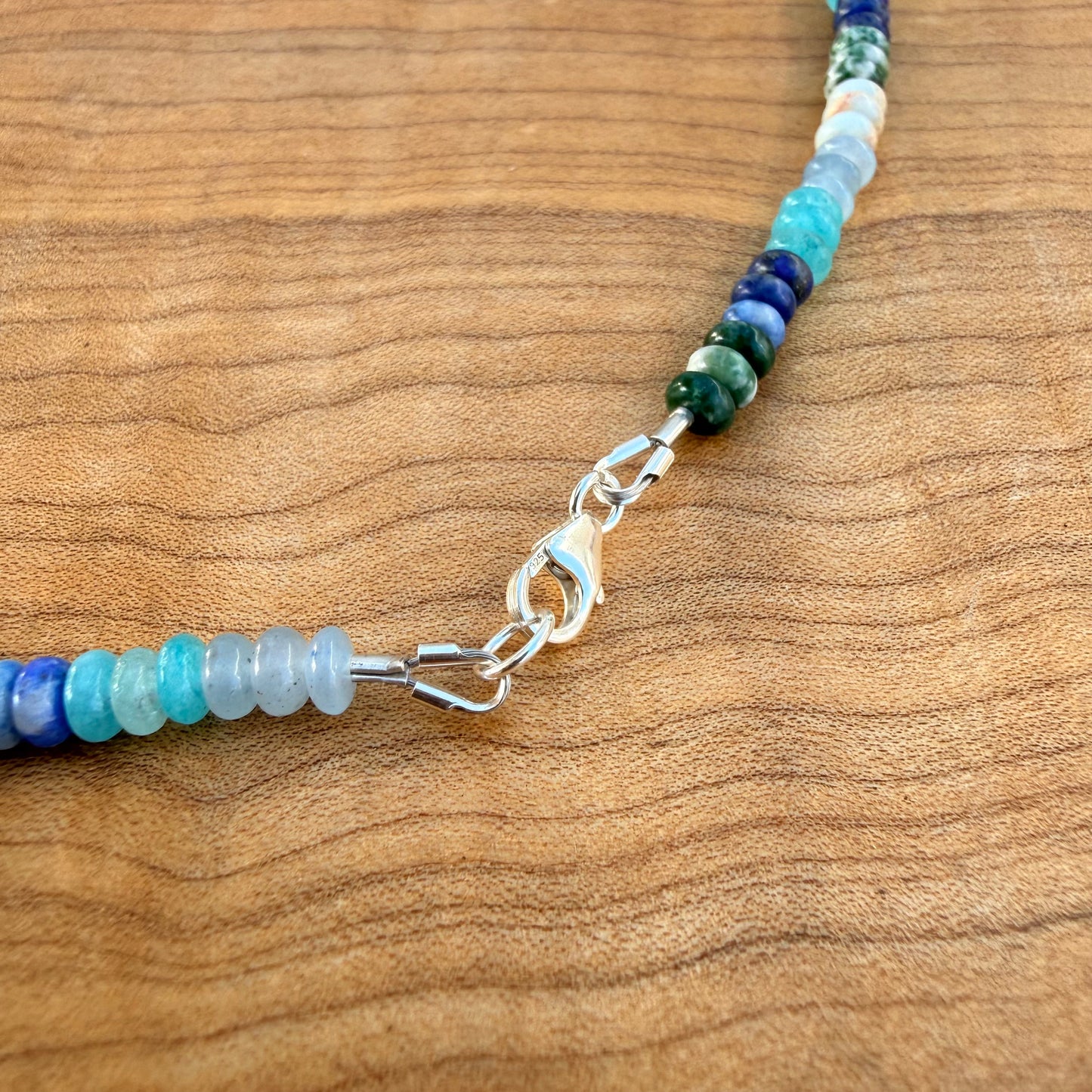 Collar de piedras preciosas de cuarzo rutilo marquesa y amazonita