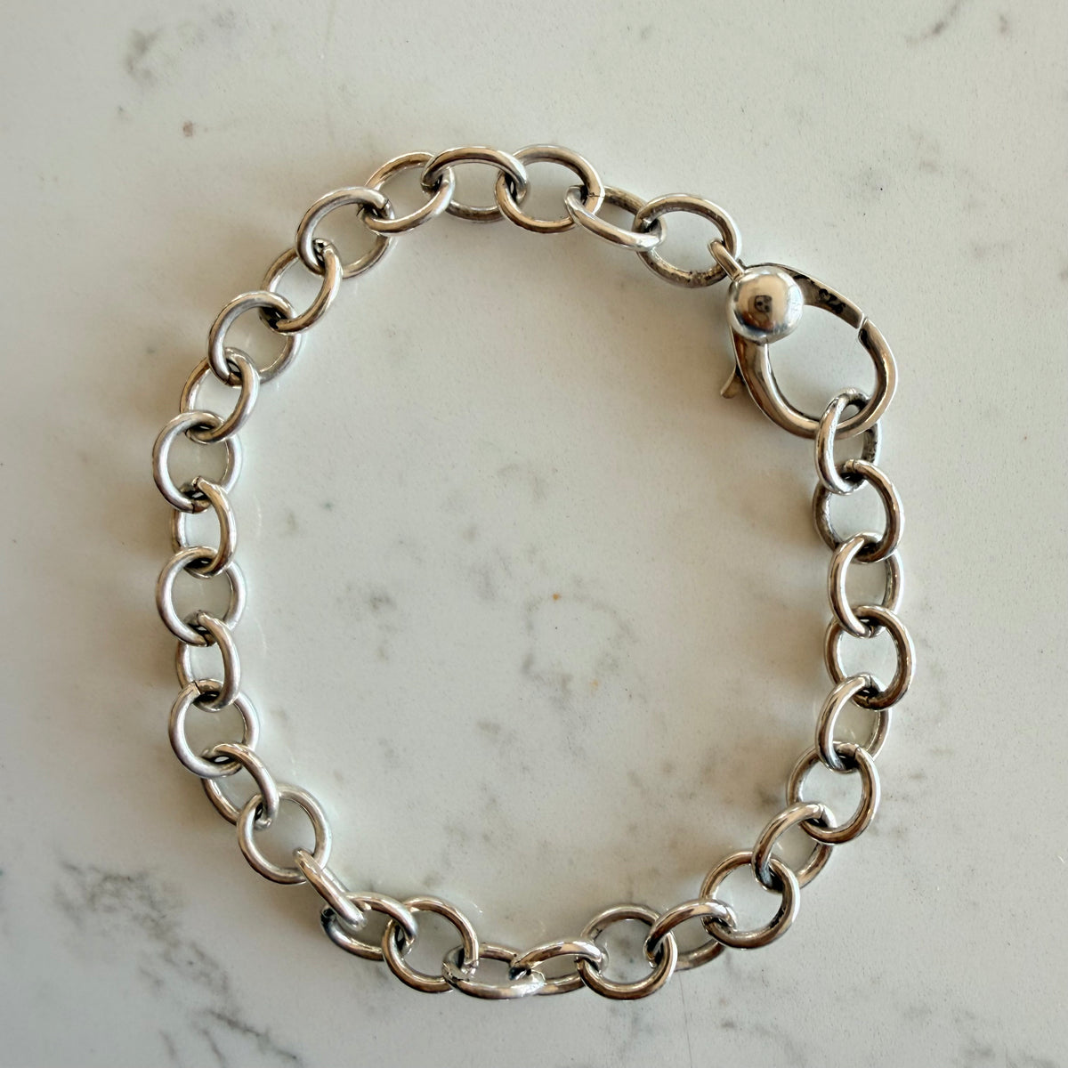 Heavy Sterling Silver Oval Link Bracelet