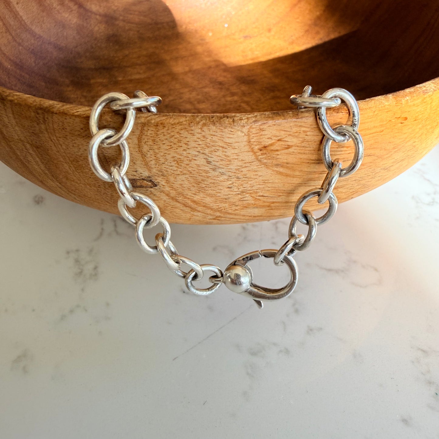 Heavy Sterling Silver Oval Link Bracelet
