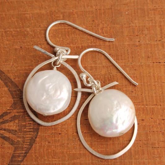 Fresh Water Pearl Coins Ensconced in Silver