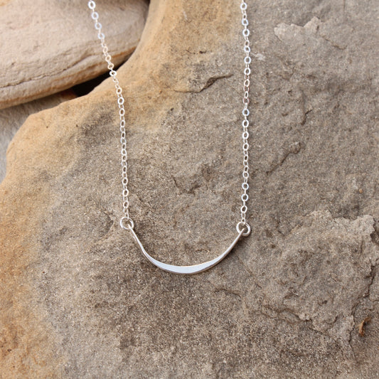 Curved Silver Bar Necklace