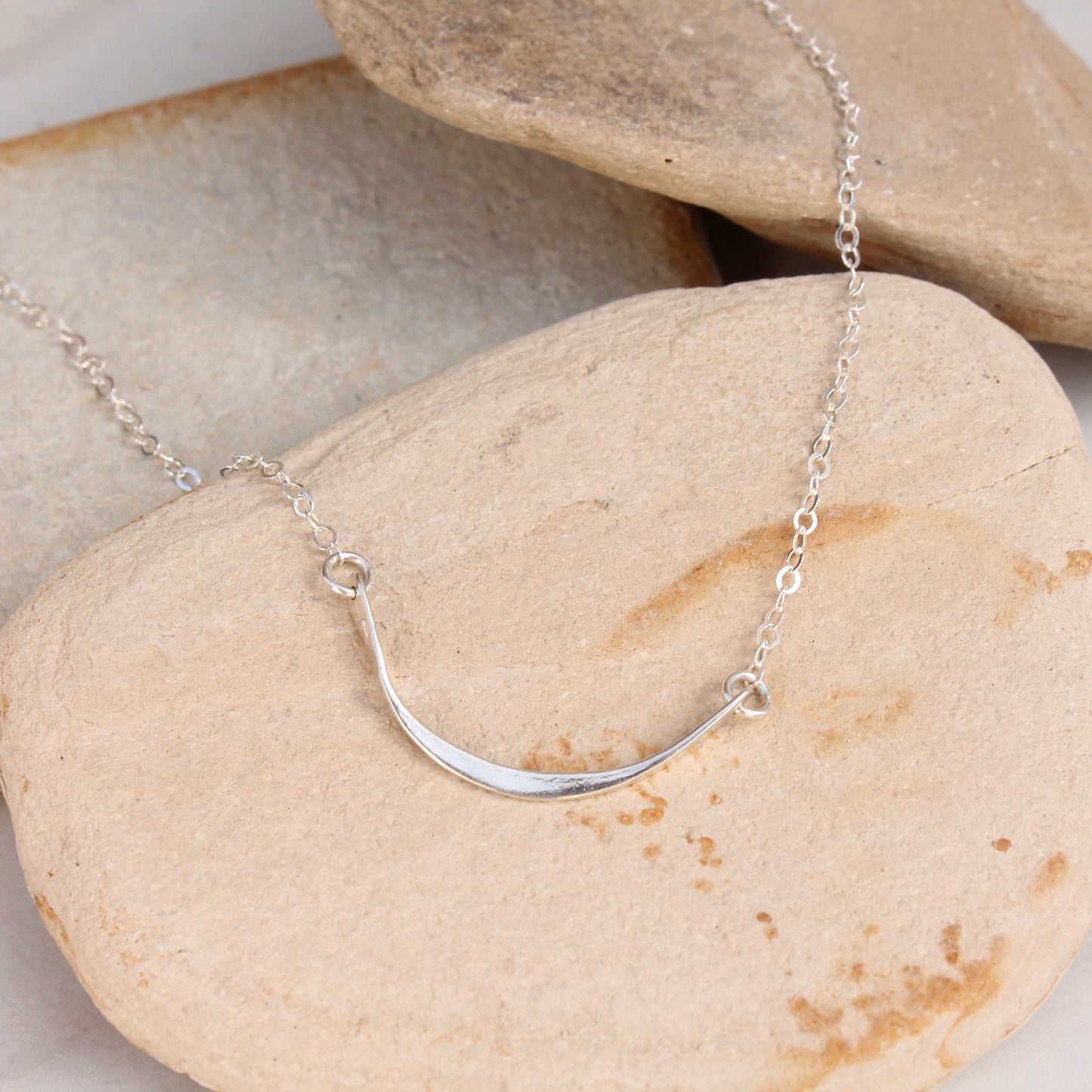 Curved Silver Bar Necklace