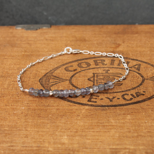 Iolite Rondelle and Silver Chain Bracelet