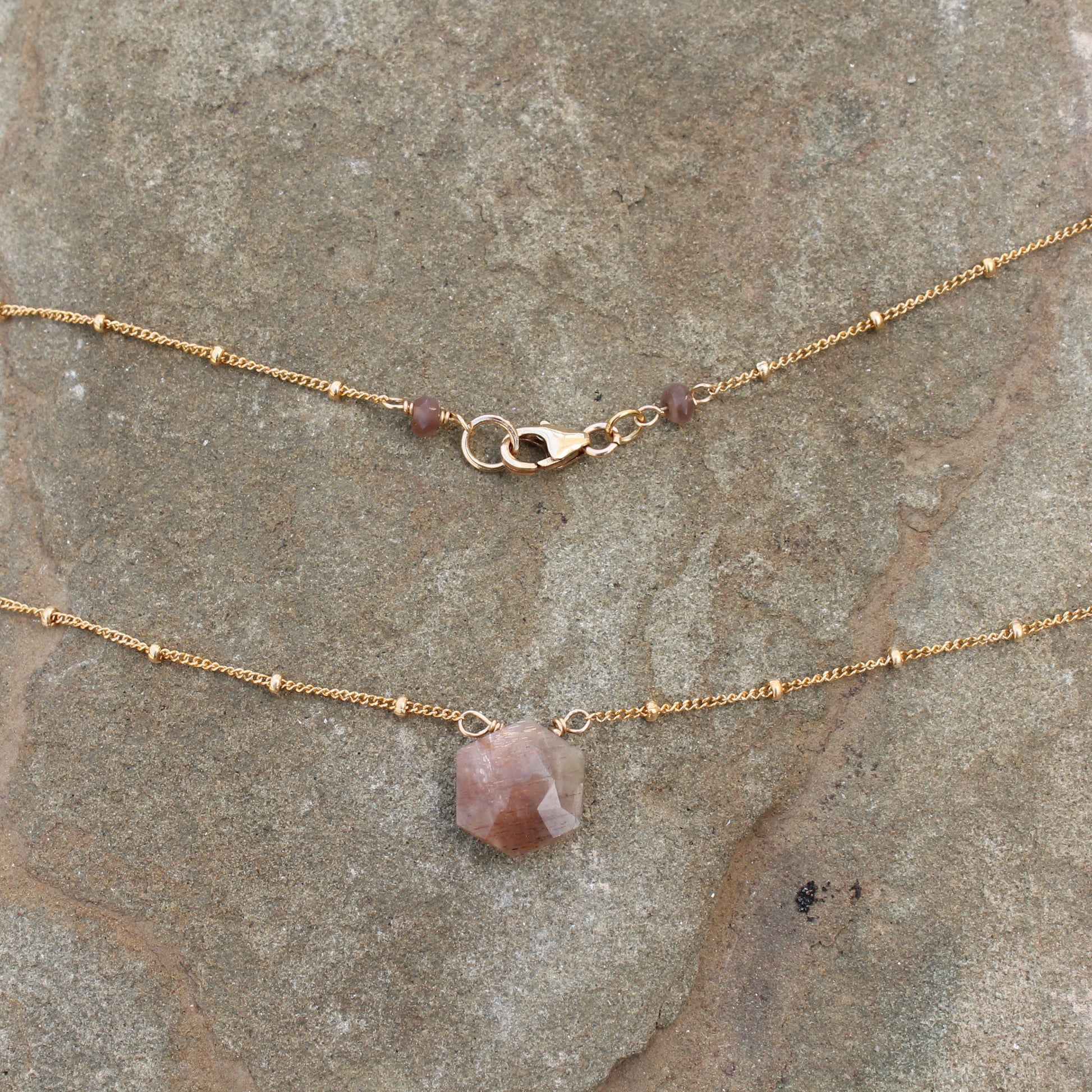 Moonstone with Gold Filled Satellite Chain