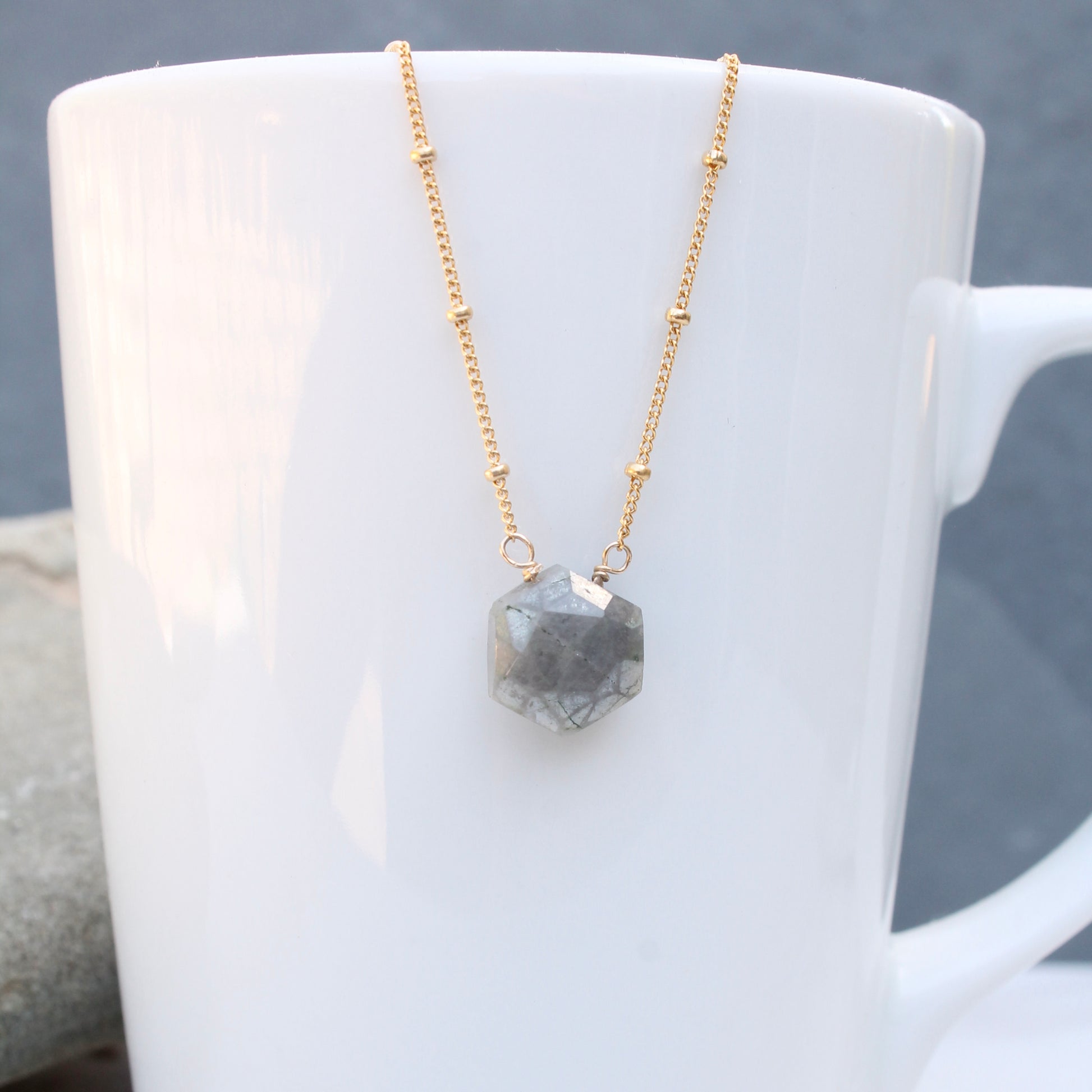 Moonstone with Gold Filled Satellite Chain