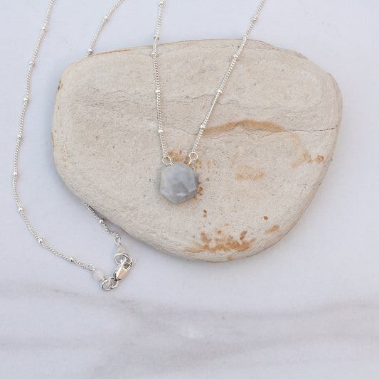 Silver Satellite Chain Necklace with Moonstone