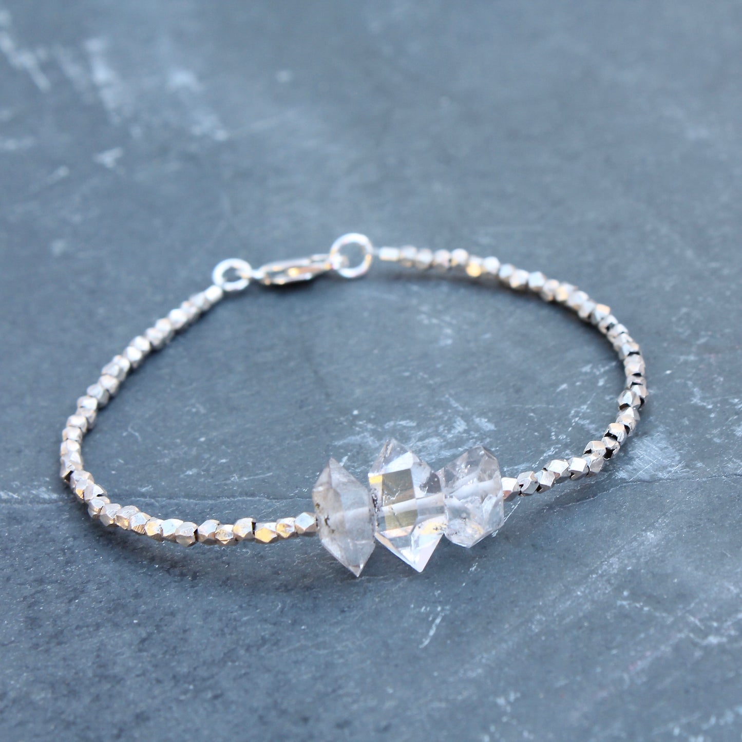 Herkimer Diamond and Thai Silver Bead Bracelet