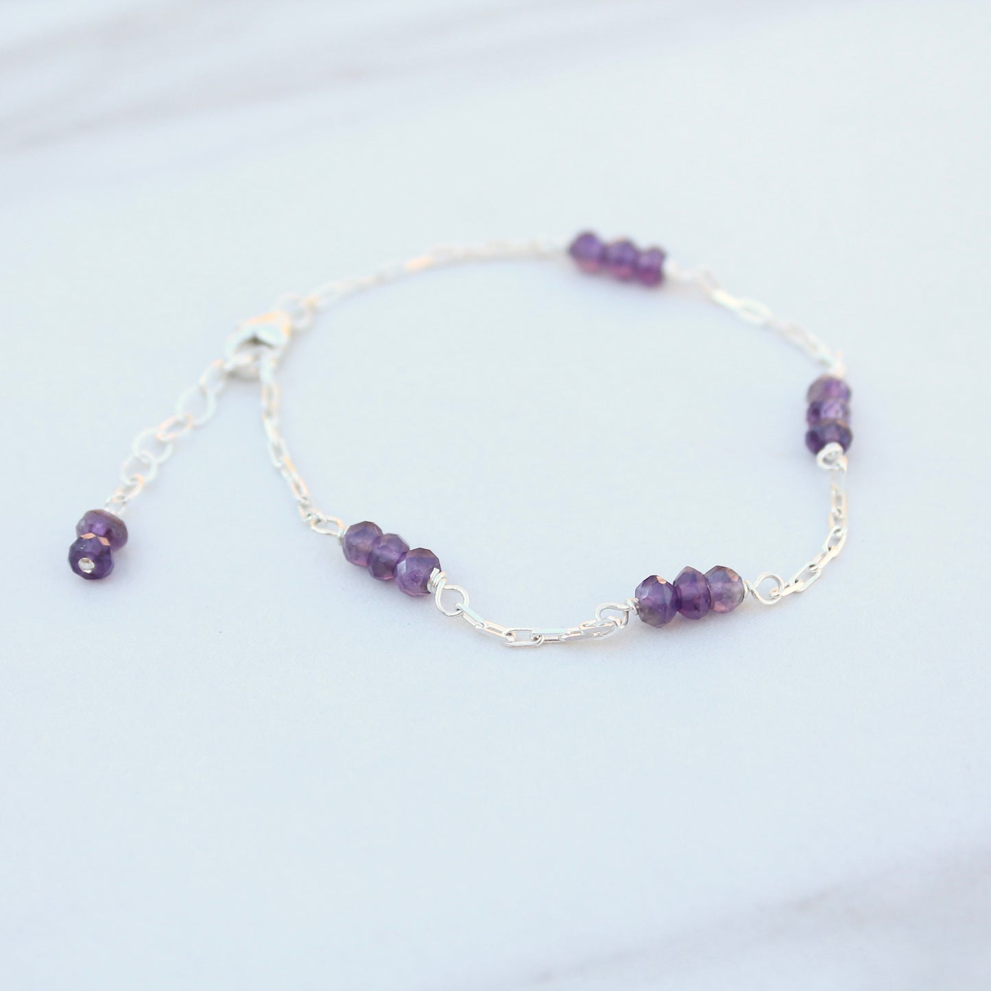 Faceted Amethyst and Cable Chain Bracelet