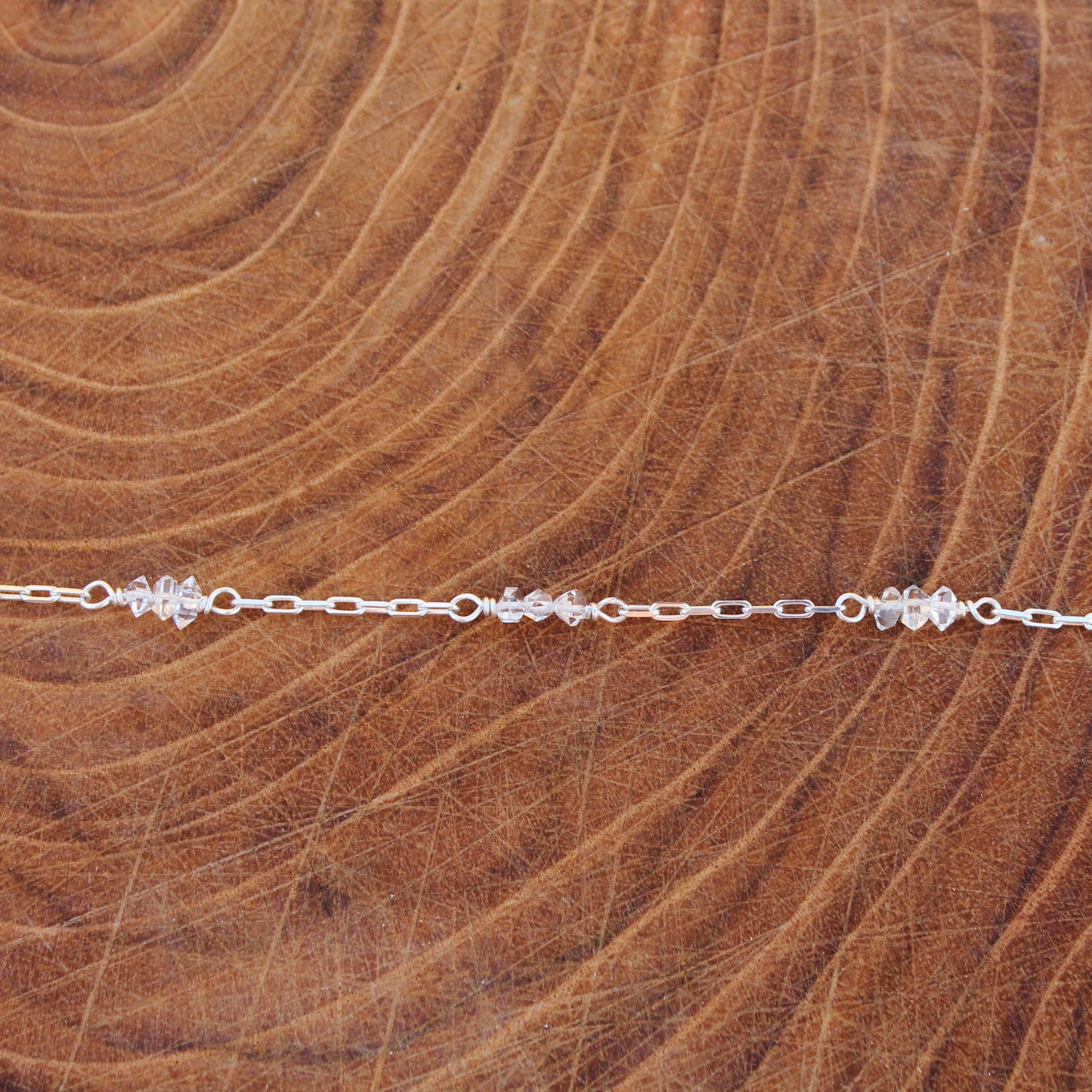 Pulsera de cadena tipo cable con diamantes Herkimer