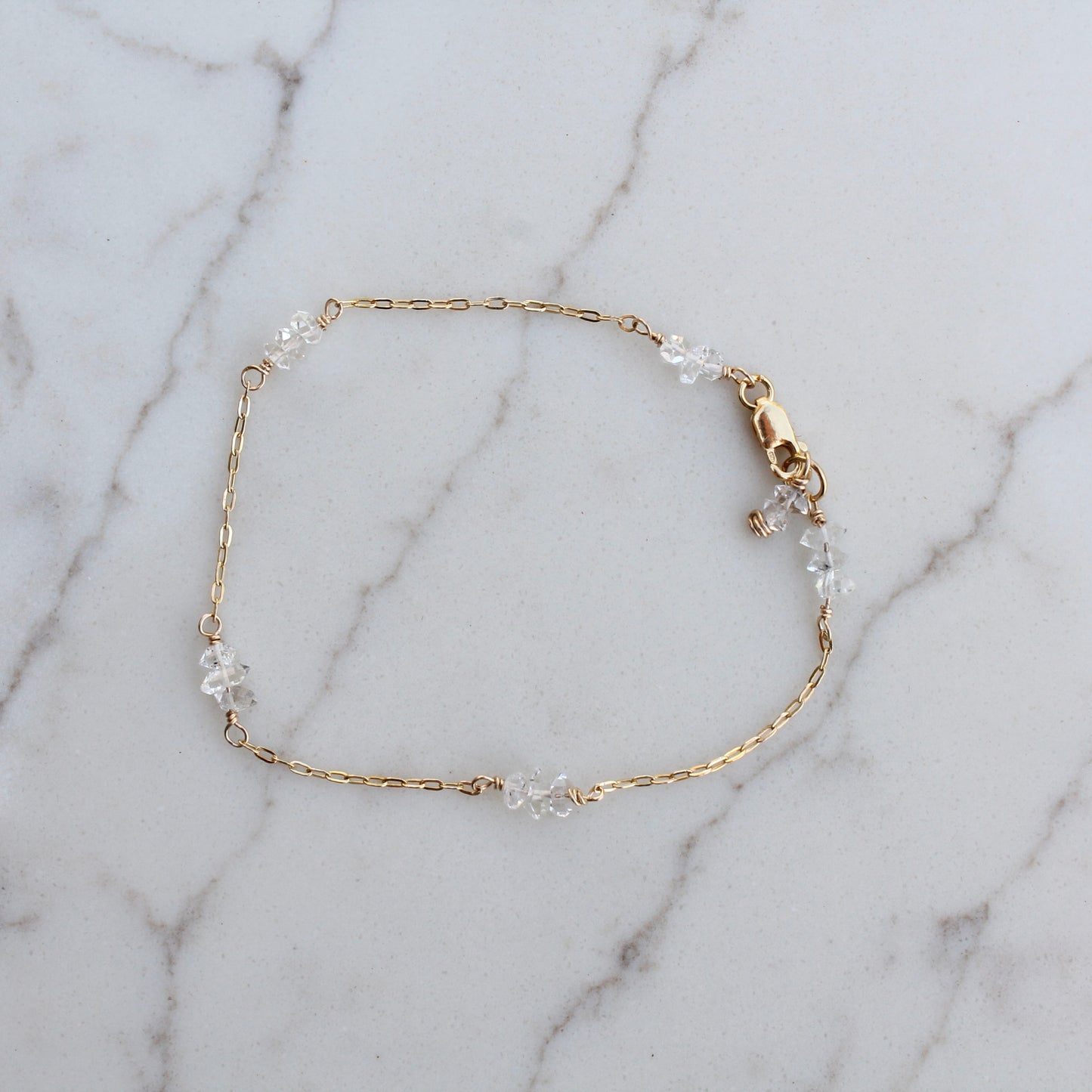 Pulsera de cadena tipo cable con diamantes Herkimer