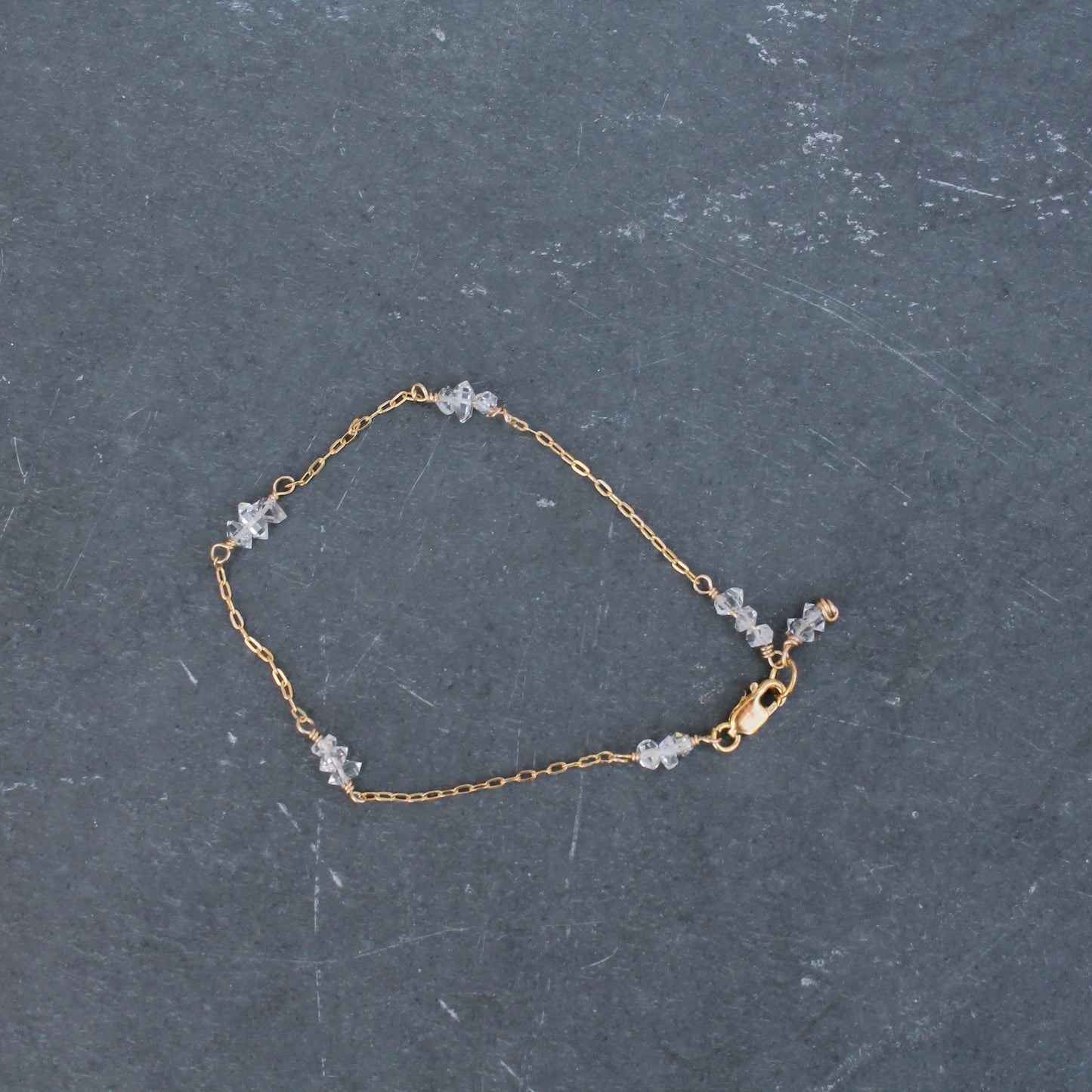 Pulsera de cadena tipo cable con diamantes Herkimer