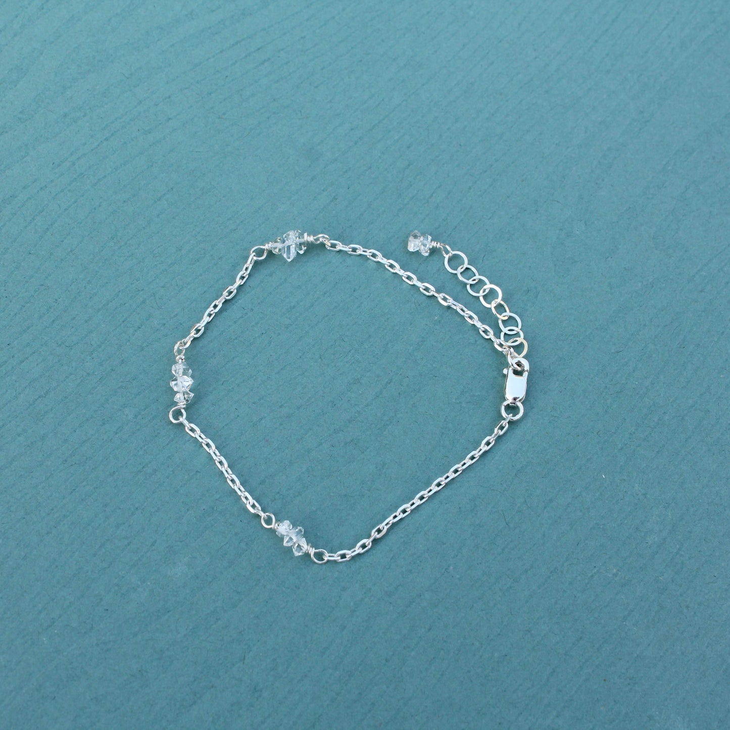 Pulsera de cadena tipo cable con diamantes Herkimer