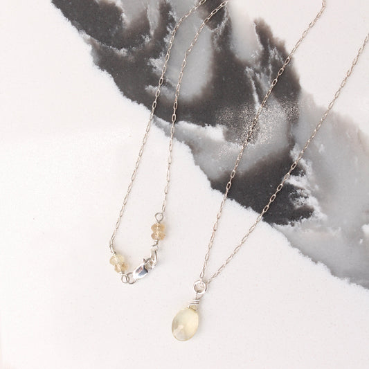 Lemon Quartz Briolette on Fine Chain