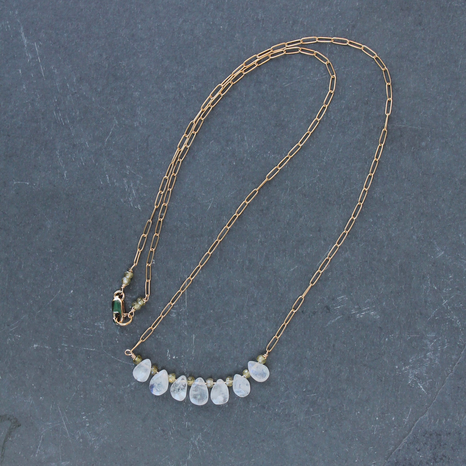 Moonstone and Gold Filled Chain Necklace