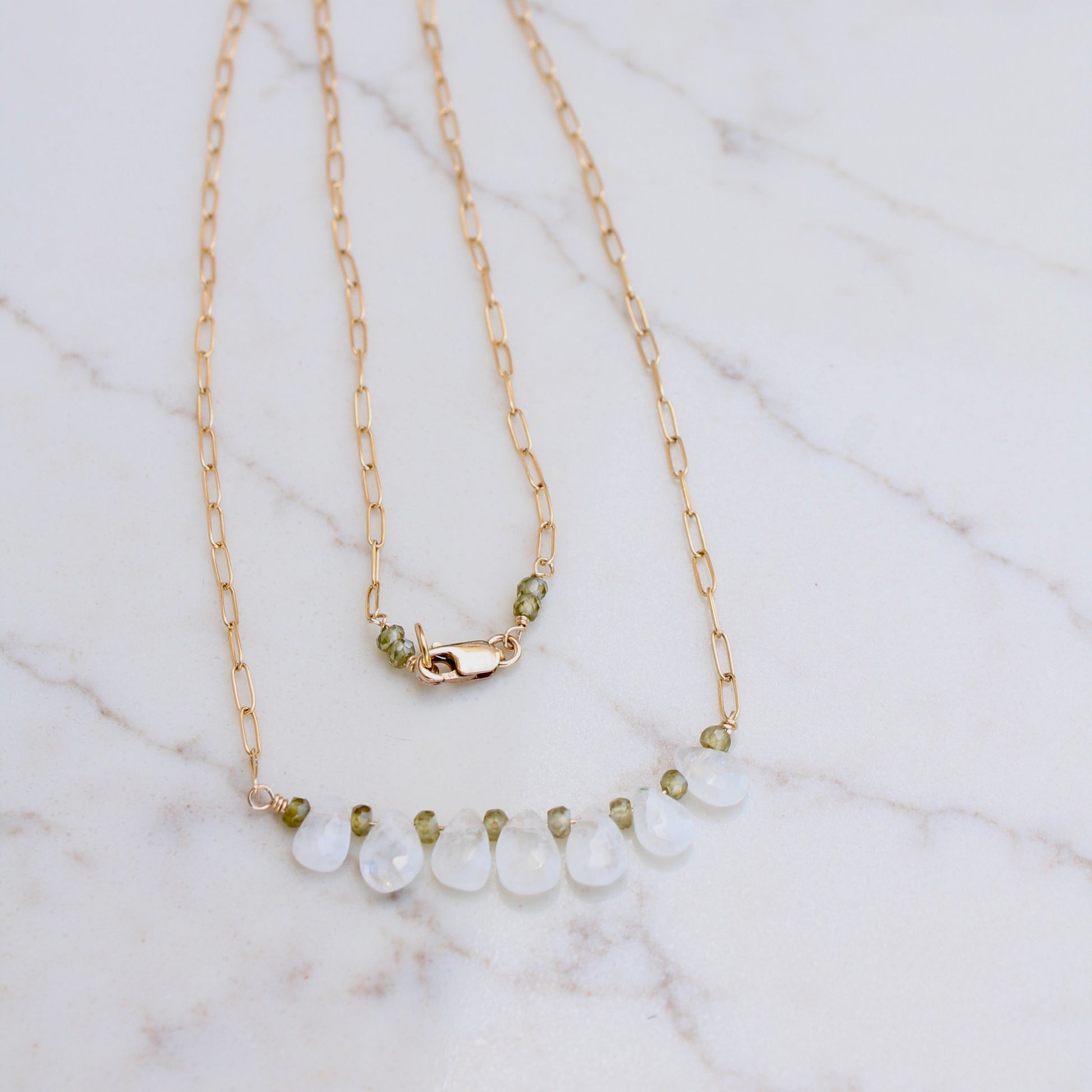 Moonstone and Gold Filled Chain Necklace