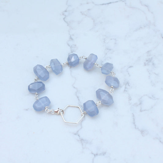 Chunky Blue Chalcedony Bracelet