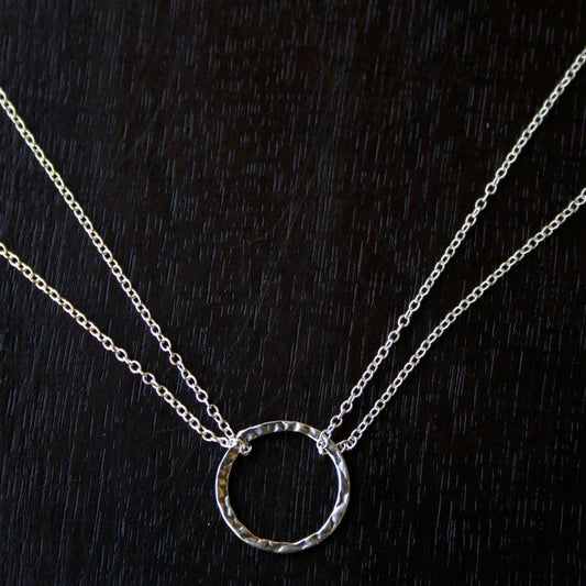 Hammered Silver Ring Necklace